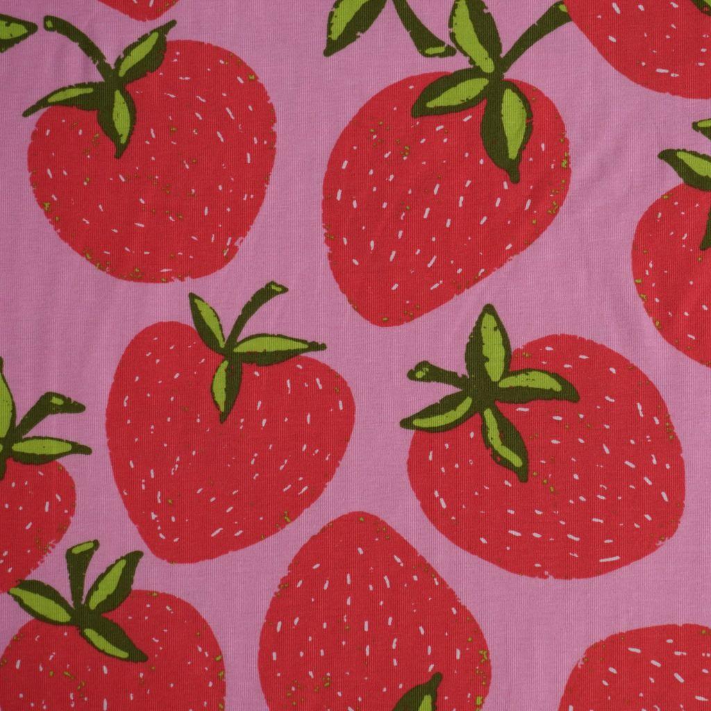 Baumwolljersey Big Erdbeere rosa rot